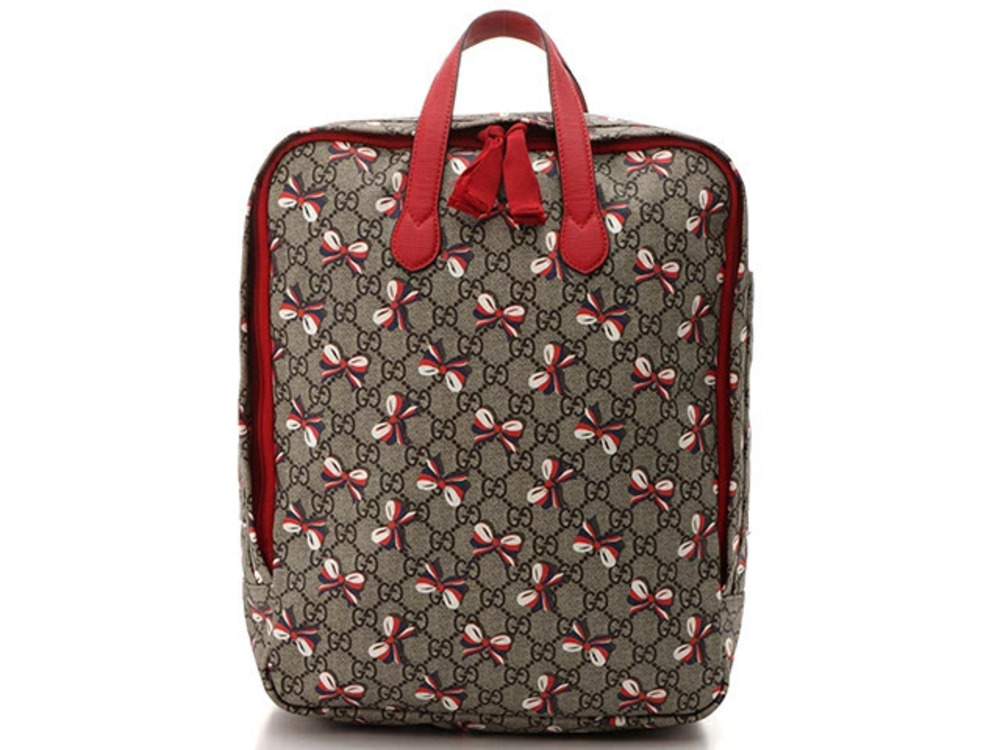 Gucci GG Supreme Backpack Beige Cream Red JH